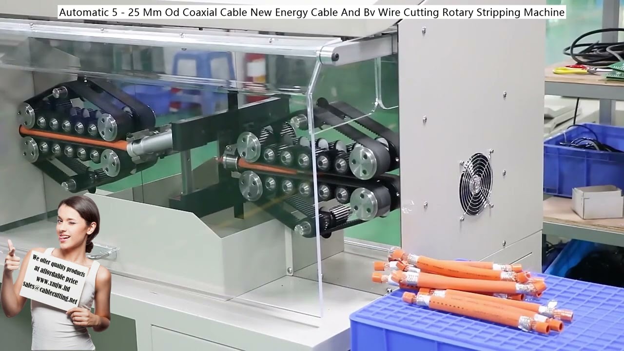 Automatic 5   25 Mm Od Coaxial Cable New Energy Cable And Bv Wire Cutting Rotary Stripping Machine