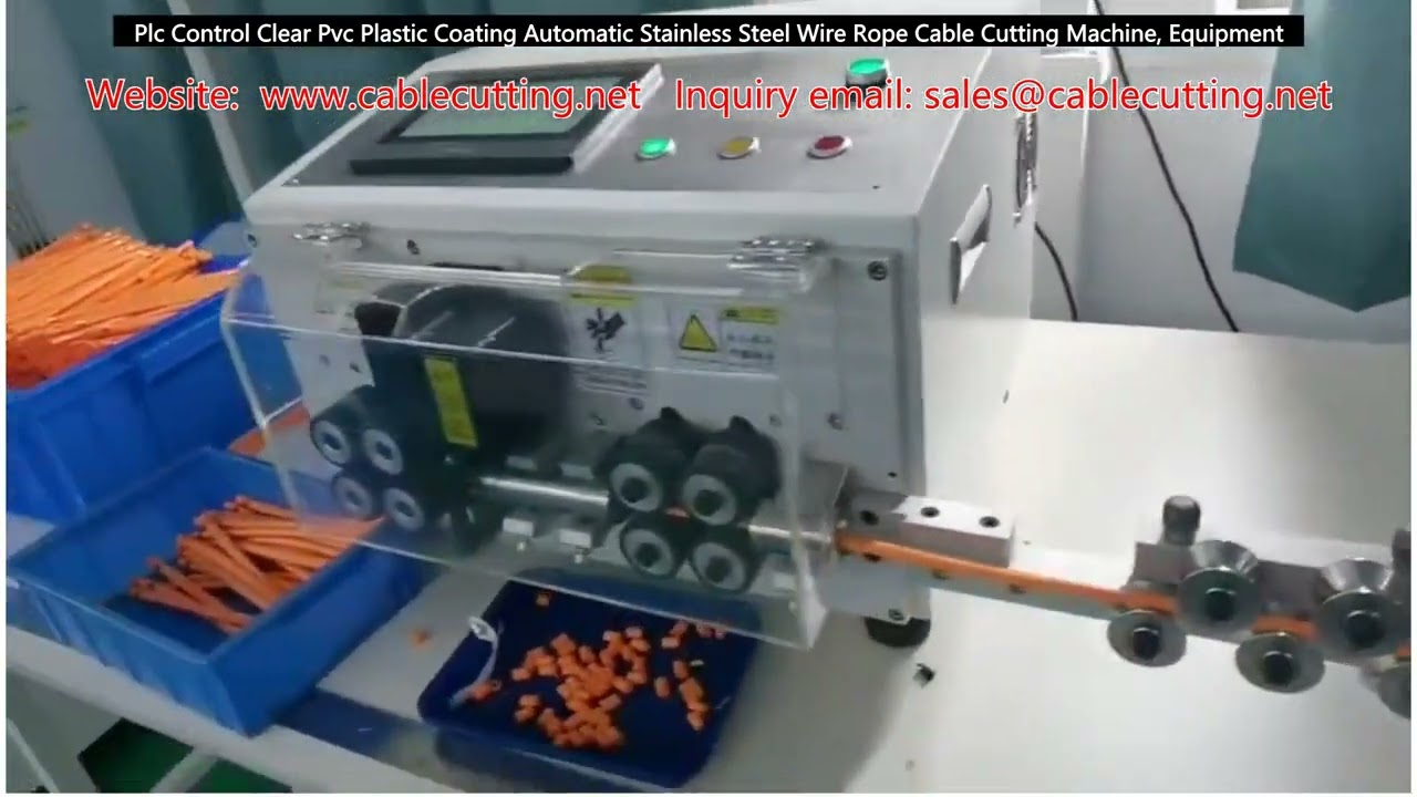 PLC Control Clear PVC Plastic Coating Automatic Stainless Steel Wire Rope Cable Cutting Machine