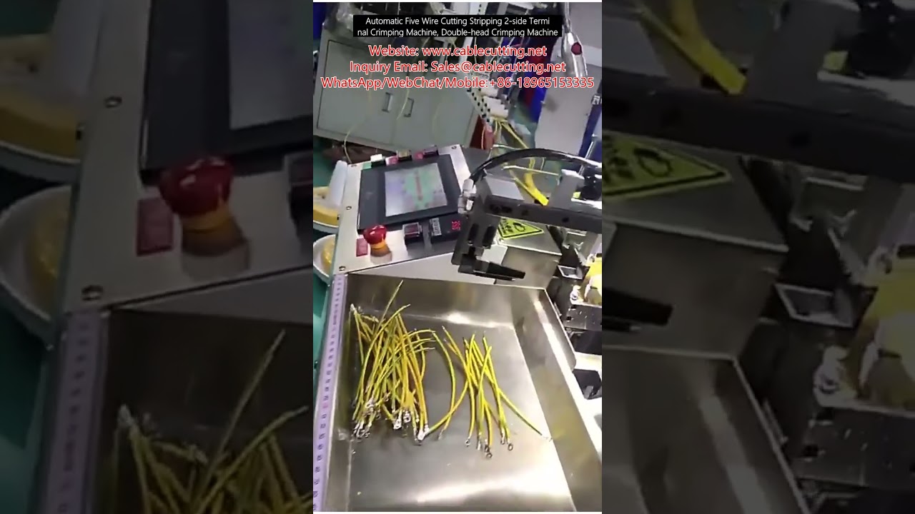 Automatic Five Wire Cutting Stripping 2 side Terminal Crimping Machine, Double head Crimping Machine